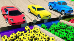 انیمیشن کامیون های حامل توپ های رنگی برای آموزش به کودکان