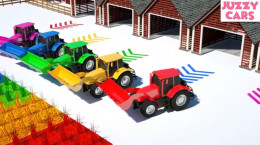کارتون ماشین ها در مزرعه و استخر رنگ های جادویی