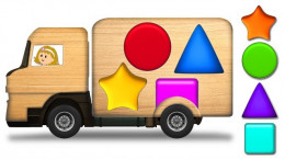انیمیشن آموزش اشکال هندسی با رنگ ها و کامیون اسباب بازی چوبی