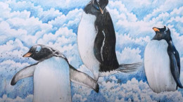 طراحی و رنگ آمیزی پنگوئن در برف