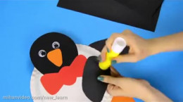 آموزش درست کردن کاردستی پنگوئن با بشقاب یکبار مصرف