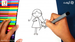 آموزش نقاشی مادر دختری برای روز مادر