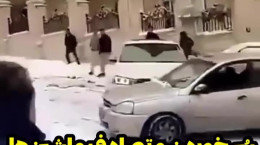 سر خوردن خطرناک ماشین ها روز برفی در تهران