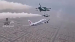 فیلم اسکورت جنگنده های سعودی از هواپیما رئیس جمهور چین