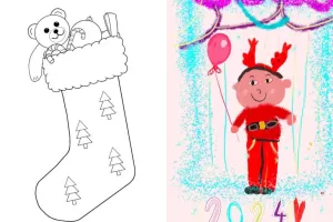 20 نقاشی سال نو میلادی (سخت / آسان) برای رنگ آمیزی کودکان