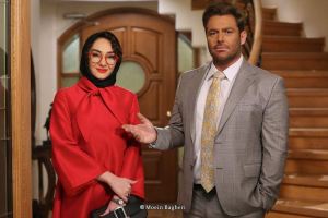 محمدرضا گلزار و هانیه توسلی در پشت صحنه گیسو