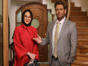 محمدرضا گلزار و هانیه توسلی در پشت صحنه گیسو