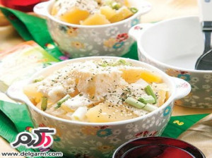 آموزش تهیه سیب زمینی پنیر با سس آلفردو