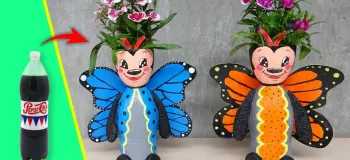 طراحی و ساخت گلدان های زیبا به شکل پروانه از بطری های پلاستیکی !