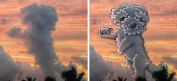 این هنرمند تصاویر جالبی را روی تصاویر ابرها ایجاد می کند !