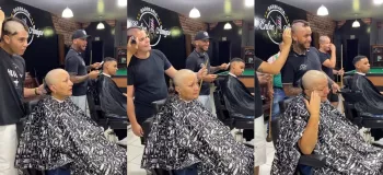 کلیپ پربازدید سه آرایشگر که مشتری آنها به دلیل شیمی درمانی مجبور است سر خود را بتراشد!
