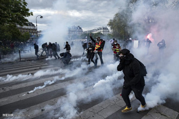 تصاویر درگیری معترضان با پلیس فرانسه‎