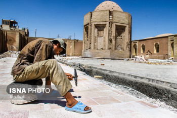 تصاویر مرمت و بازسازی آرامگاه خواجه اتابک سلجوقی و حمام تاریخی باغ لله- کرمان