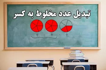 آموزش اصولی تبدیل عدد مخلوط به کسر،جمع و تفریق، روی شکل و ...