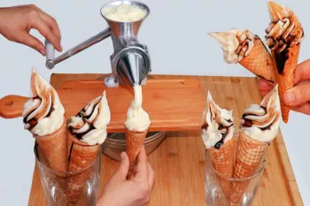 با شیر و شکر کمتر از ۱۰ دقیقه بستنی قیفی درست کن