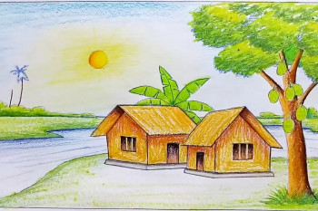 نقاشی طبیعت : 40 نقاشی ساده طبیعت برای رنگ آمیری کودکان