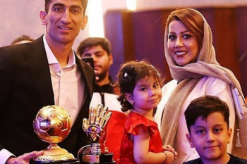 بیرانوند و فرزندانش در تمرین پرسپولیس