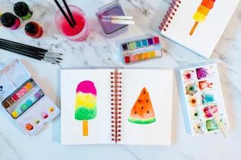 آموزش تصویری نقاشی بستنی قیفی برای کودکان
