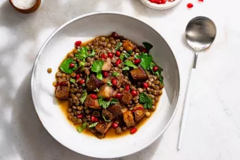 خوراک بادمجان و عدس، خوشمزه و مغذی