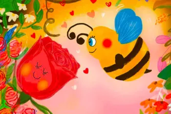 قصه کوتاه کودکانه تصویری زنبور و گل رز