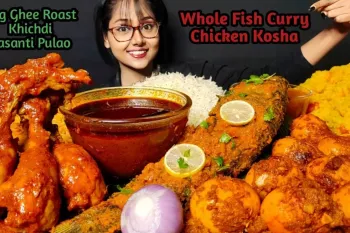 سبک خوردن متفاوت دختر مشهور هندی: ۵ کیلوگرم چلو ماهی، گوشت و مرغ