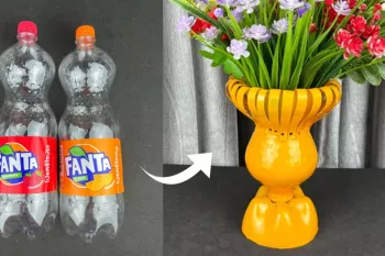 با بطری نوشابه یک گلدان گل زیبا برای روی میز درست کن!