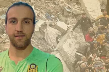 پیکر بی جان دروازه بان ۲۸ ساله ترکیه از زیر آوار بیرون آمد!