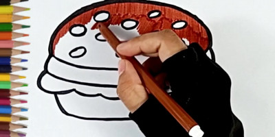 آموزش نقاشی کودکانه همبرگر