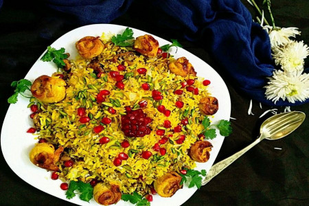 طرز تهیه انار پلو مجلسی برای شام شب یلدا