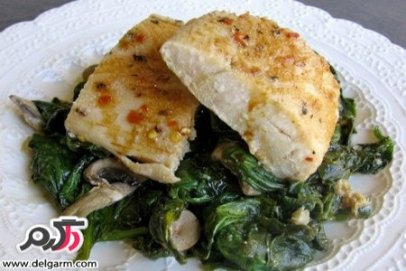 آموزش تهیه فیله ماهی با اسفناج