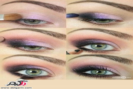 آموزش آرایش چشم بنفش و دودی