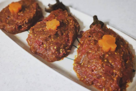 طرز تهیه خوراک خاویار بادمجان مجلسی با بادمجان کبابی و با کمترین روغن