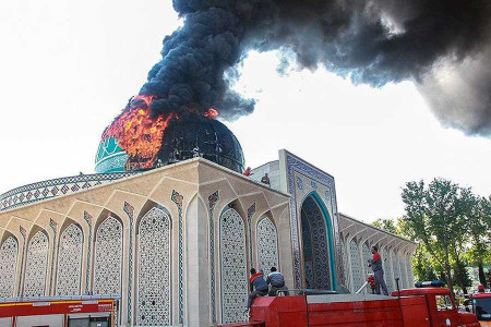 آتش سوزی گنبد مسجد ستاد فرماندهی ناجا
