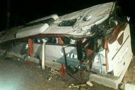 واژگونی مرگبار اتوبوس در جاده نیشابور مشهد