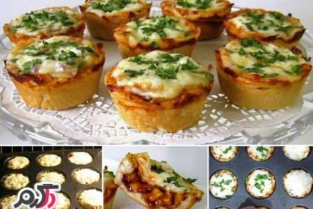 طرز پخت کاپ کیک پیتزا ساده و خوشمزه