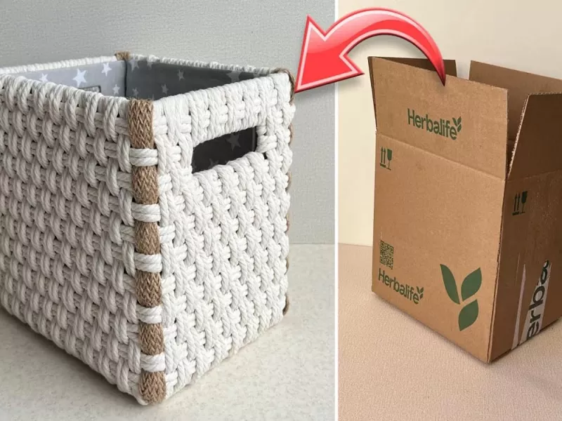 ایده بازیافت کارتون و تبدیل آن به سبدهای گران قیمت و کاربردی !