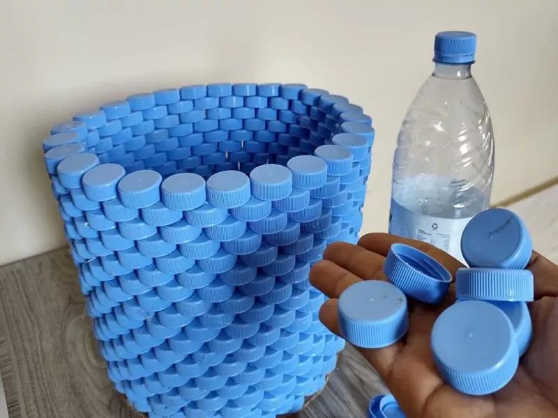 بازیافت درب بطری نوشابه / ساخت سبد لباسشویی از درب بطری پلاستیکی