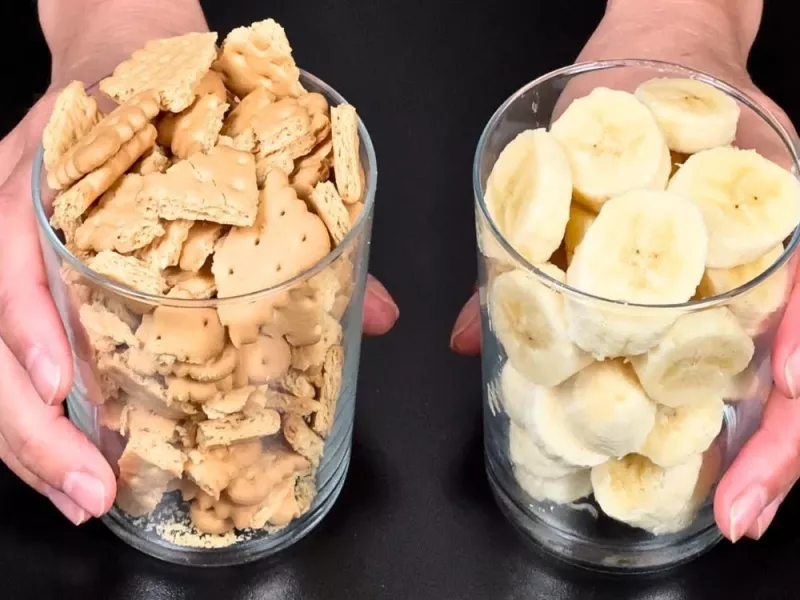 با موز و بیسکوییت توی 5  دقیقه و بدون نیاز به پخت دسری خوشمزه و مقوی درست کن !