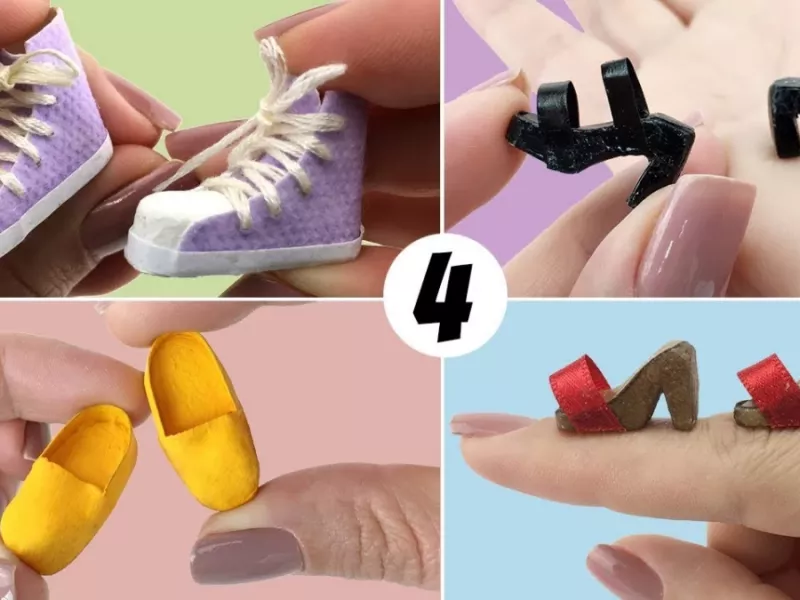 آموزش ساخت 4 مدل کفش مینیاتوری با وسایل دور ریز در خانه