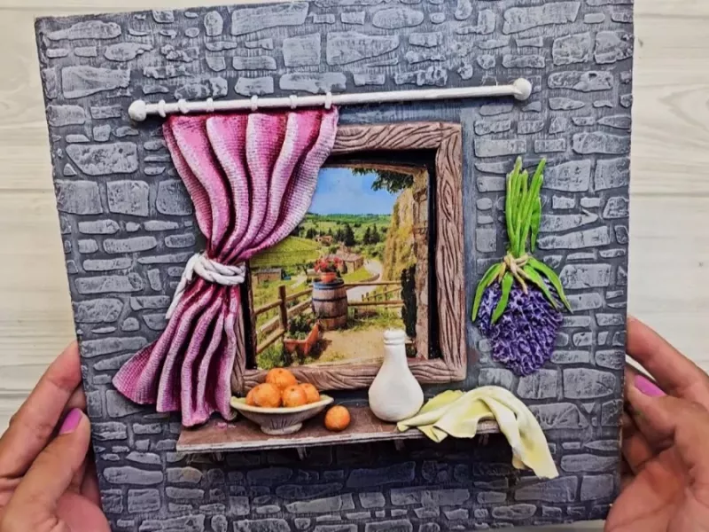 ایده خلاقانه ترکیب نقاشی و کاردستی سه بعدی / صنایع دستی گل خشک