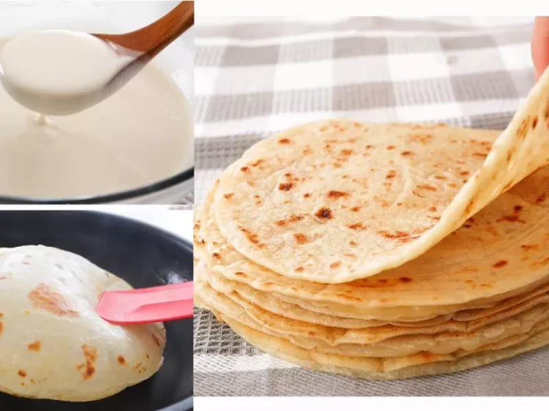 طرز تهیه نان لواش خانگی فوری در ماهیتابه / در 5 دقیقه 10 تا نان لواش بپز