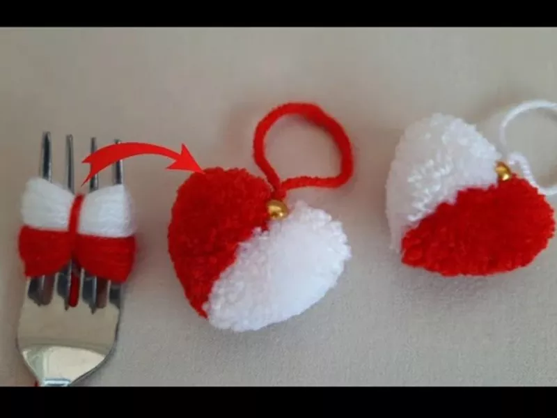 ایده استفاده از خورده کاموا / ساخت سرکلیدی با چنگال و خورده کاموا