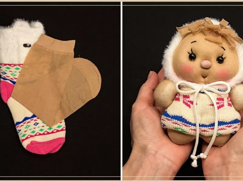 با لنگه جوراب های تا به تا شده عروسک های فانتزی درست کن