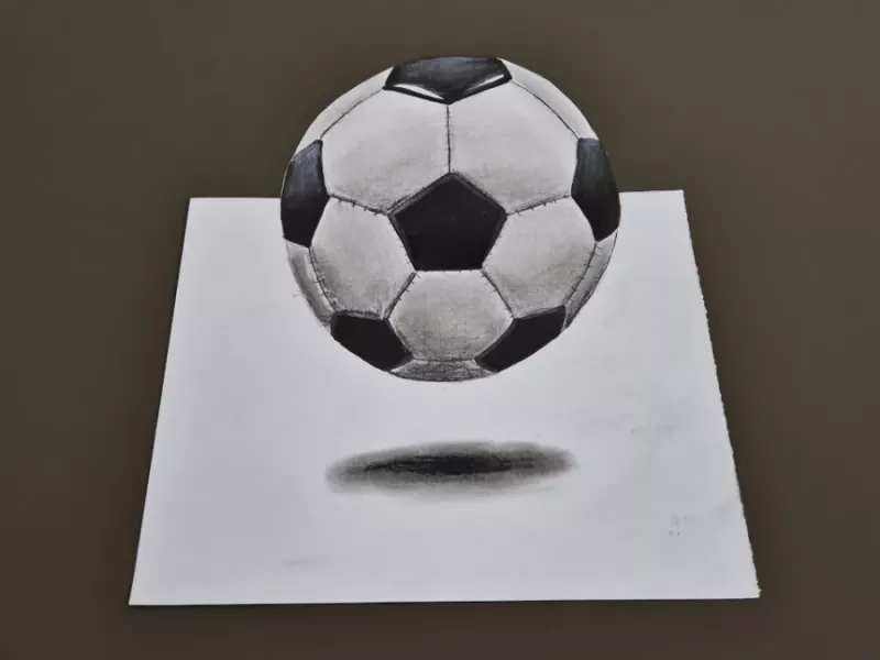 نقاشی سه بعدی پسرانه توپ فوتبال برای افراد مبتدی