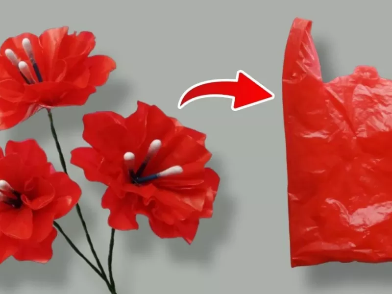 آموزش ساخت گل زیبا از کیسه پلاستیکی /  با پلاستیک های اضافی گل دکوری درست کن