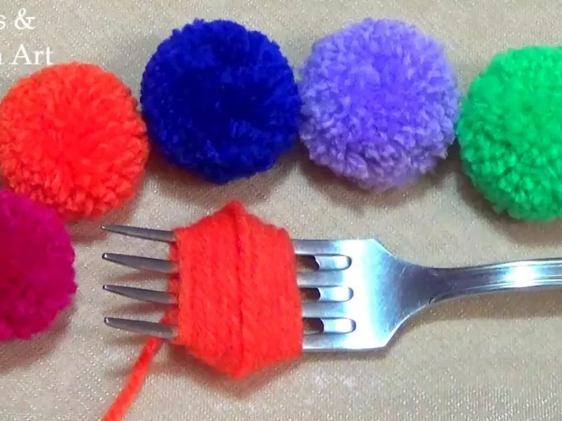 ایده های بسیار آسان برای ساخت پوم پوم با چنگال