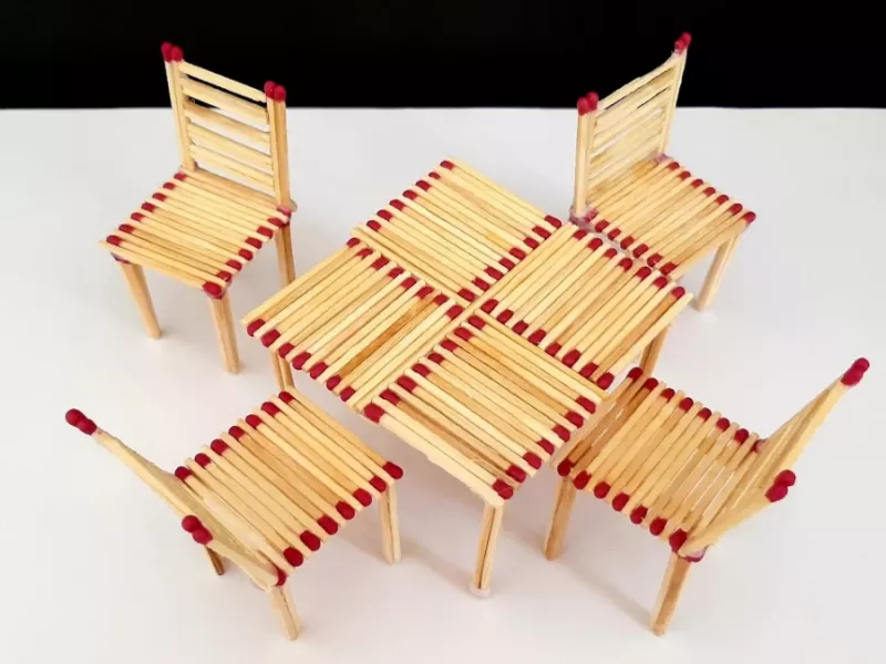 کاردستی با چوب کبریت / نحوه ساخت کاردستی میز و صندلی با چوب کبریت