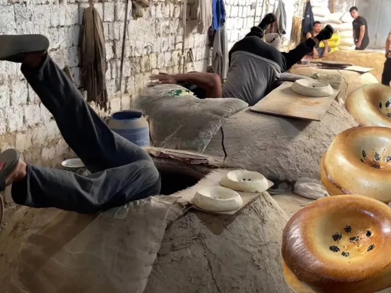 نان پختن ازبکستانی ها دیگه خیلی عجیبه !!
