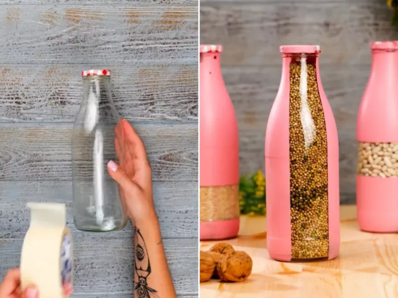 با بطری های ساده جای حبوبات فانتزی درست کن!!