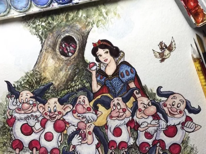 هنرمندی به طرز زیبایی شاهزاده خانم دیزنی را همراه با پوکمون به تصویر کشیده است!